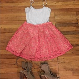 Pink and Cream Lace Circle Skirt